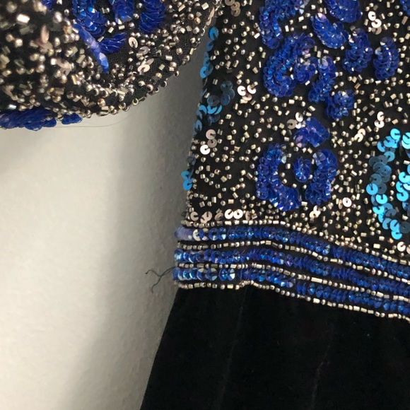 Basix Black Label Velvet Gown with Blue Beaded Top - Picture 8 of 8